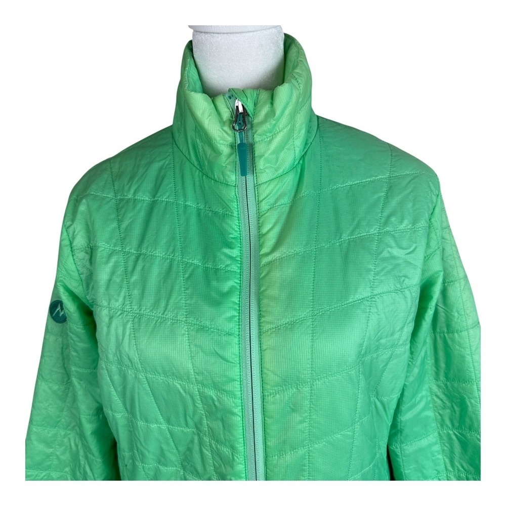 Marmot Puffer Jacket Medium Quilted Lightweight Bright Lime Green Outdoor - Picture 3 of 16
